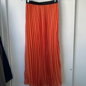 Orange Accordion Pleated Maxi Skirt Size: S
